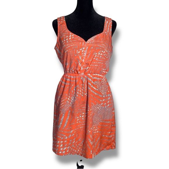 Forever 21 Dresses & Skirts - Forever 21 Orange/White and Gray Patterned Sweatheart Neck Sleveless Mini Dress